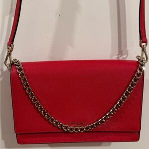 Kate Spade New York Red Saffiano Leather Chain Crossbody